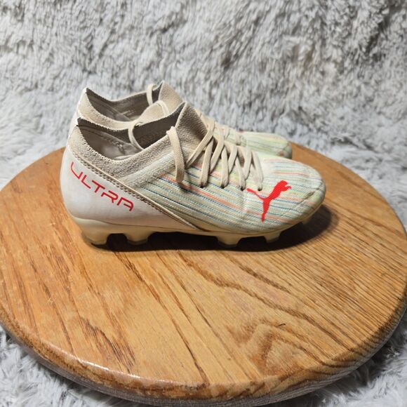 PUMA ULTRA 3.2 Little Kid Size 1C White-Red Blast-White Soccer Cleats 106360-06 - Picture 3 of 8